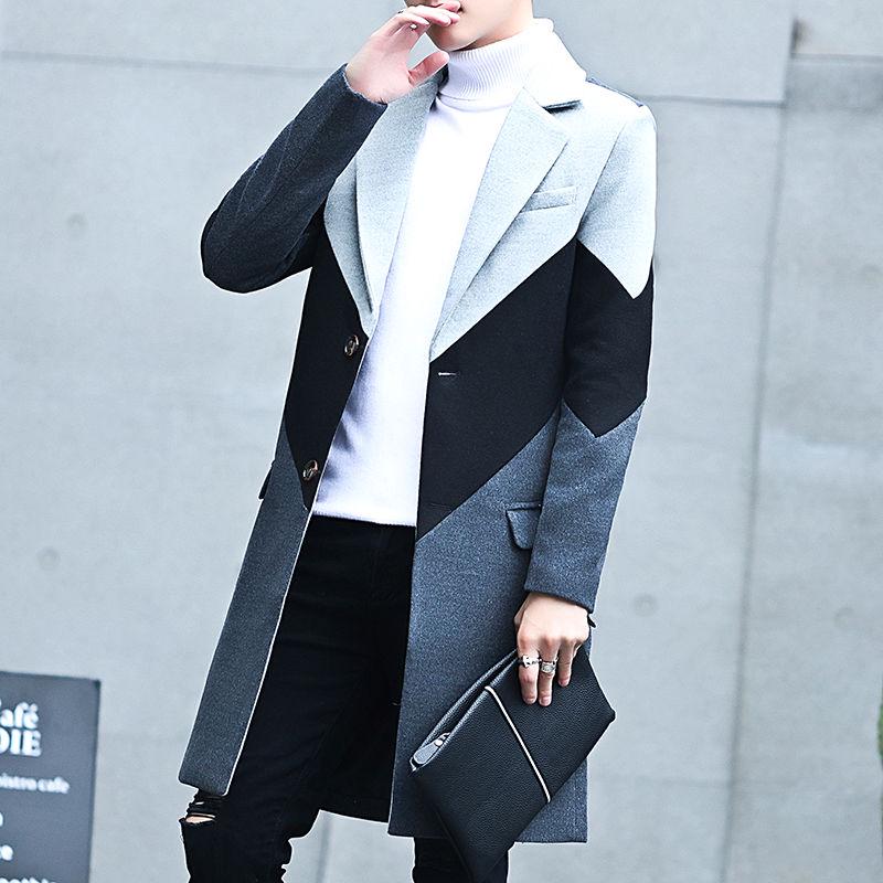 Winter Woolen Coat Men Leisure Long Woolen Coats Mens Casual Fashion Jackets Casual Men Overcoat