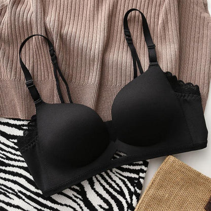 Thin Section Small Chest Gathered Underwear Women No Steel Ring To Receive Auxiliary Breasts Anti-sagging Seamless One-piece Bra Women
