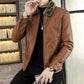 Leather Jacket Men's Winter Green Middle-aged Plus Velvet Thickening Men's Leather Jacket Jacket Fur One Parker Men's Clothing