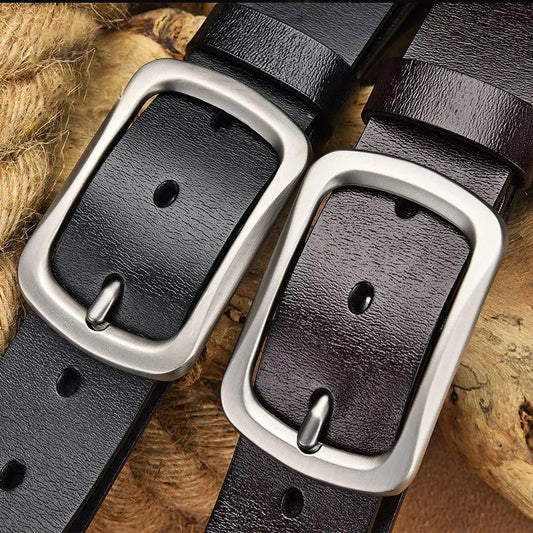 Real Cowhide Men's Belt Business Pin Buckle Belt Retro Jeans Belt Male Leather Slide Belts for Men Mens Leather Belts