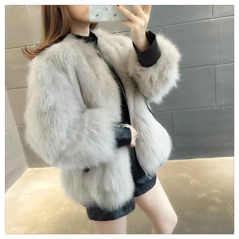Winter Fashion Honorable Fox Fur Grass Woman Coat Plush Thickening Medium Length Women's Leather Coat Plus Size