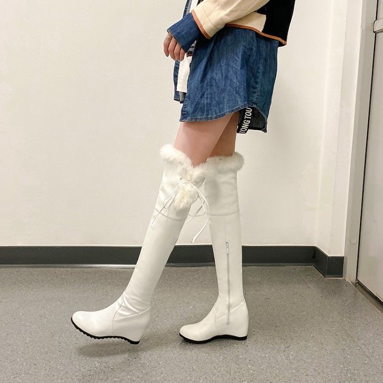 Sexy Over The Knee Boots Women Female Pu Leather Thigh High Boots Plus Size Wedge Boots Winter