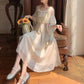 Female Vintage Super Fairy Sweet Chiffon Dress Slim Elegant Lace Quarter Sleeve Holiday Dress