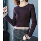 Short Crew Neck Sweater Autumn and Winter Slim Western Style Top Fashion Simple Women's Base Shirt