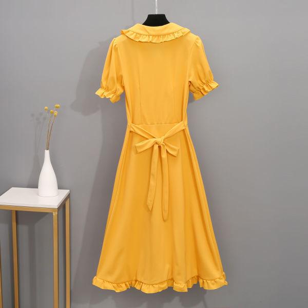 Female Large Size Elegant Holiday Dress Summer High Waist Slim Vintage Gentle Long Vacation Dress