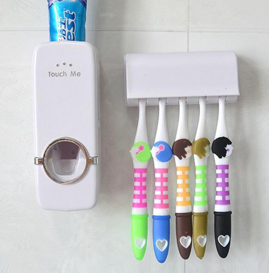 Touch N Brush Automatic Toothpaste Squeezing Dispenser Device And Brush Holder Set