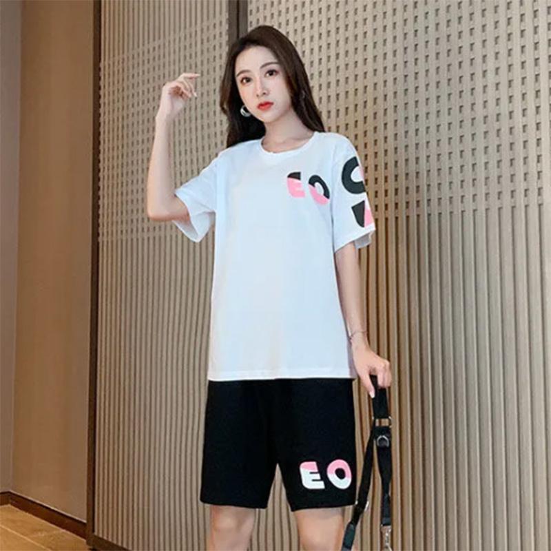Casual Sports Suit Women's Printed Loose Fashion Summer Short-sleeved Shorts Running Clothes Two-piece Tide