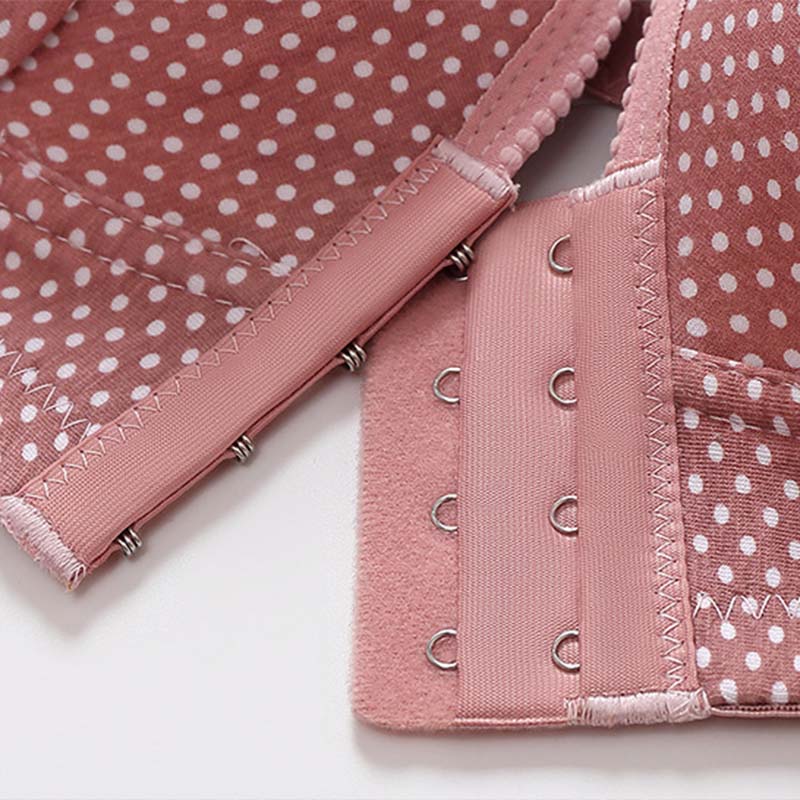 Women Front Buckle Underwear Large Size No Steel Ring Gathered Side Double-shoulder Printed Double-shoulder Waistcoat Thin Bra