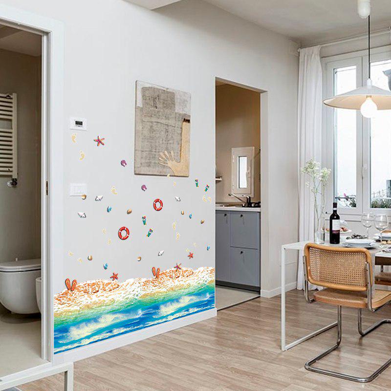 [Wall sticker ]Blue Beach Waterproof Wall Stickers Home Decoration Living Room Bedroom Kitchen Bathr