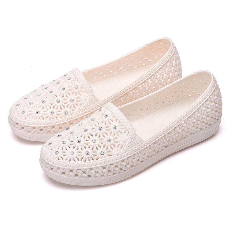 Flat Shoes Women's Hollowed Out Slip-on Casual Nurse Shoes Summer Loafers Women's Sandals Shallow Breathable