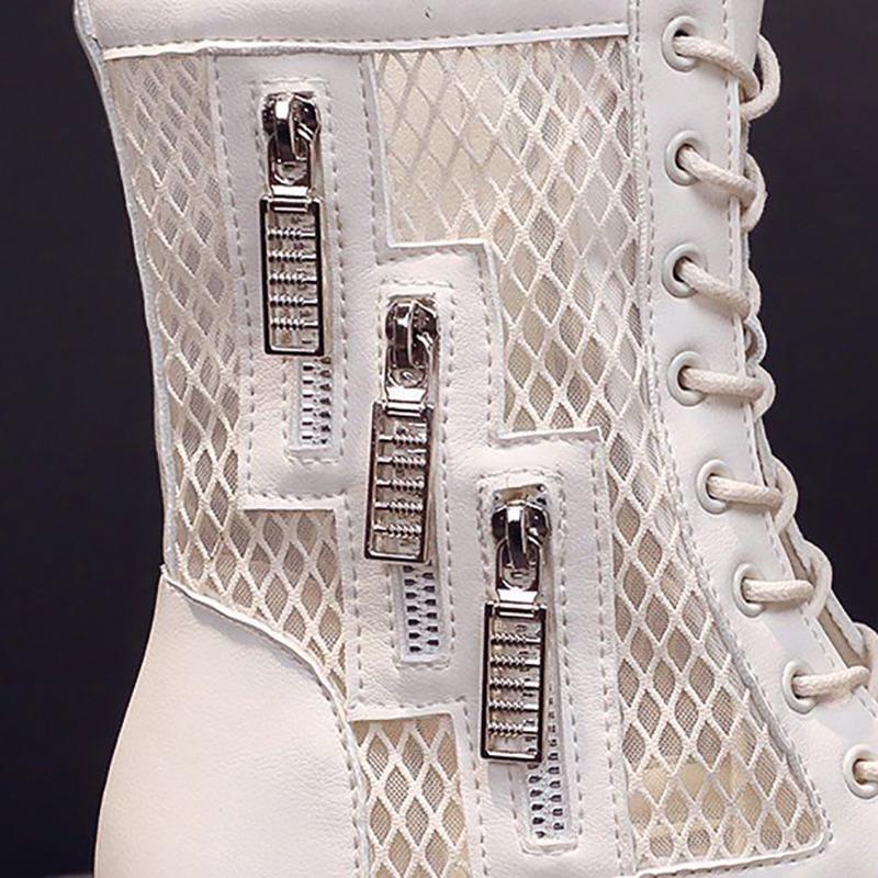 Summer Thin Women's Martin Boots Hollow Breathable Net Boots Women's Shoes with Skirt