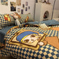 Brand New Washed Cotton Cartoon Quilt Cover Sheet Four-piece Cute Bedding