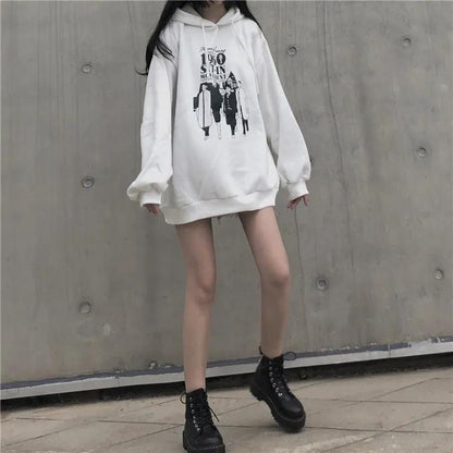 Women's Mid-Length Sweater Girl's Retro Thin Velvet Lazy Style Hooded Jacket Autumn and Winter Pullover Sweatshirts Casual Top