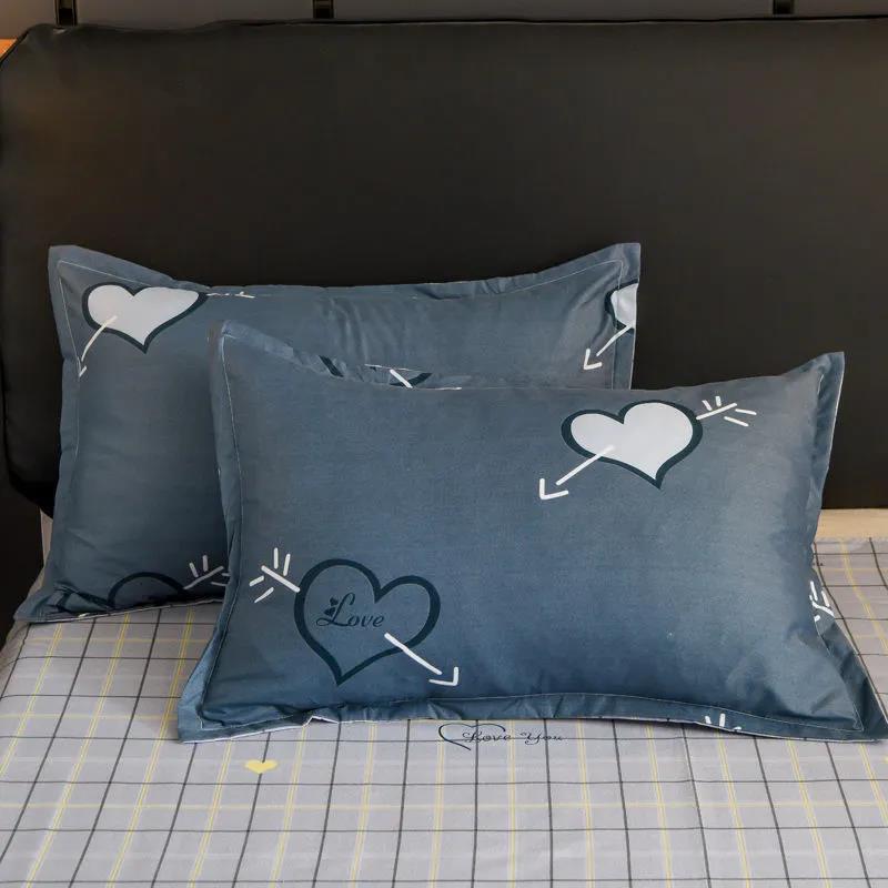 Pillow Cover Pair Pack Cotton Print Pillow Cover Couple Bedding 48*74cm