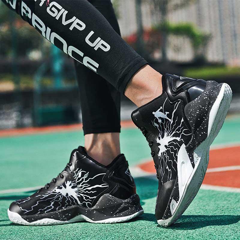 Plus Size 36-45 Men Leather Sneakers High-top Running Basketball Shoes Breathable Shockproof Non-slip Comfortable Shoes Deodorant Tactical Boots