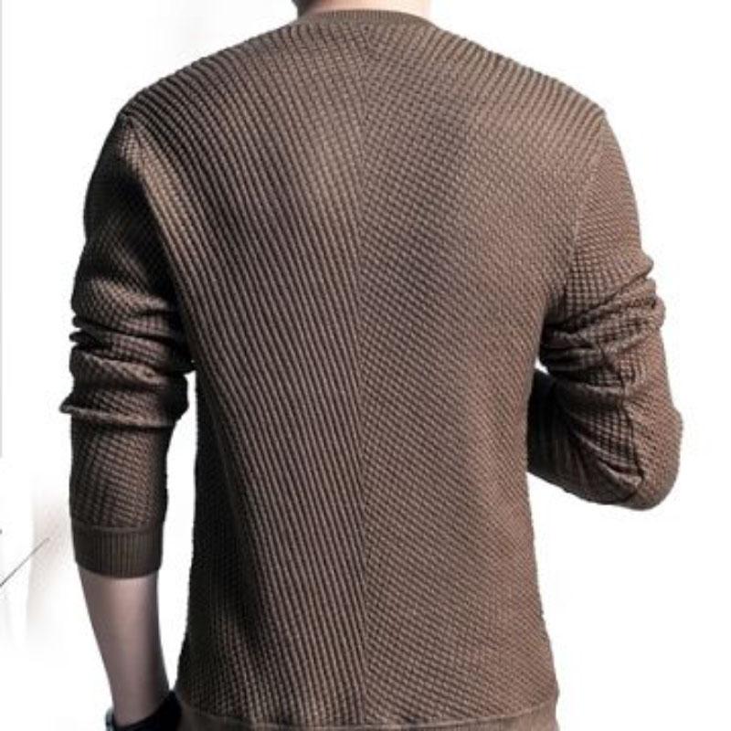 Men's Long-sleeved Plus Size Winter Warm and Comfortable V-neck Shirt Solid Color Base Sweater