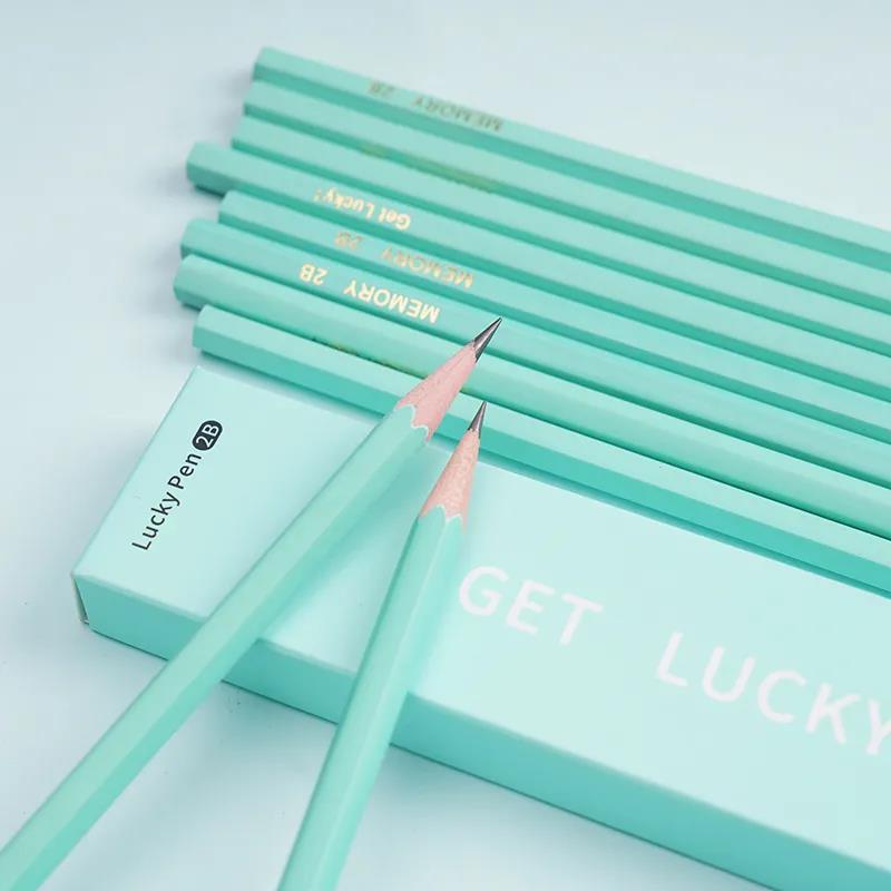 Mint Color Wooden Pencil 2B Drawing Sketch Sketching Exam Pencil