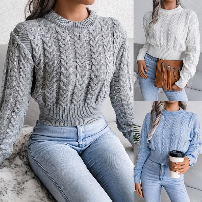 Sweater Women's Short Sexy Twist Knitwear Cropped Pullover Top Trendy Sweater Jumper Y2K European and American Style Fashion
