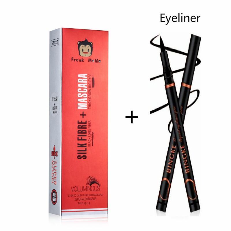 Double-headed mascara elastic non-staining lengthening encrypted graft fiber eyeliner eyebrow pencil
