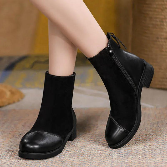 All-match Thin and Comfortable Martin Boots Women's Autumn and Winter Thick-heeled Warm and Comfortable Short Boots