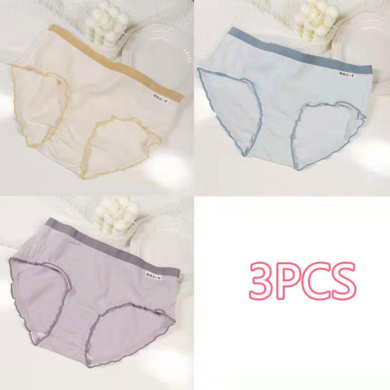 3PCS Cute Girls Underwear Girls Students Cotton Antibacterial Low Waist Panties Japanese Simple Briefs Girl Panty Models