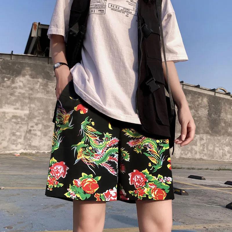 Women Summer Flower Printed Loose Pants Hip Hop Casual Shorts Male and Female High Waist Streetwear Shorts