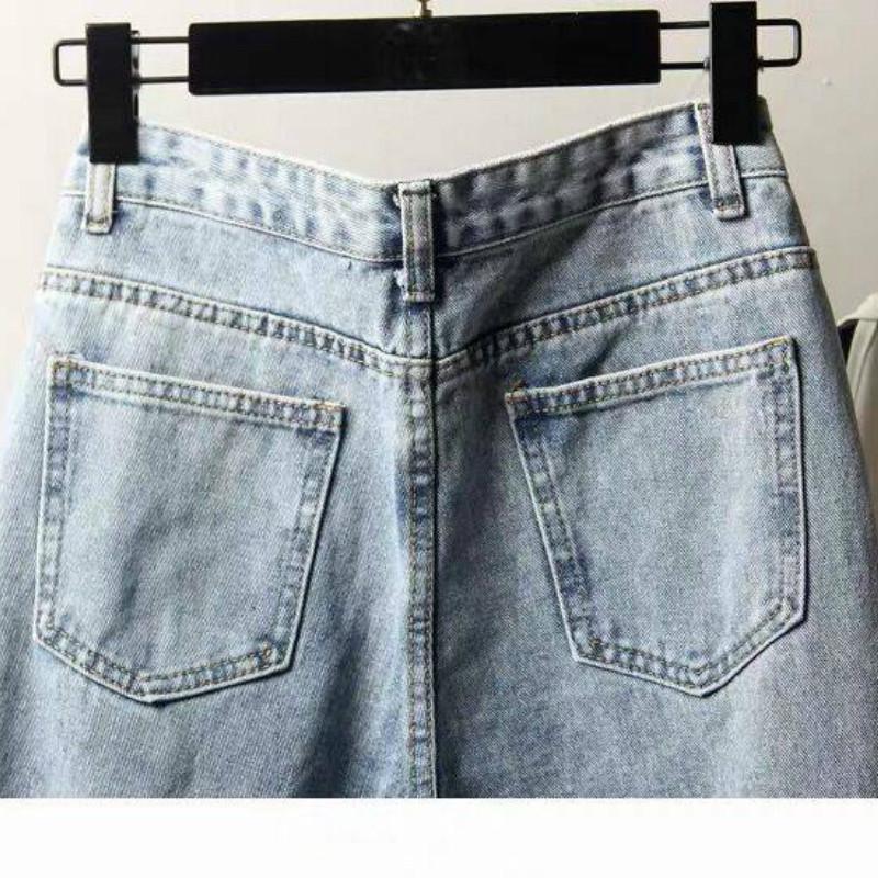 Plus size hole nine points jeans women loose thin straight harem pants fat sister beggar pants
