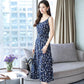 Summer Sexy Suspender Long Skirt Holiday Beach Skirt Strap Chiffon Floral Dress Female Split Casual Fashion