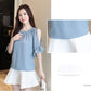 Summer Chiffon Shirt Female Fairy Air Age Reduction Solid Color T-shirt Fashion Loose Style Cool and Thin One-word Collar Strapless Top Women's