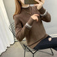 Autumn and Winter Plus Velvet Thick Sweater Half High Neck Loose Casual Bottoming Shirt Fashion Simple Female Sweater