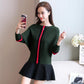Autumn and Winter Loose Knitted Sweater Women Round Neck Pullover Bat Shirt Bottoming Long-sleeved Short Blouse