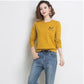 Spring  Autumn Round Neck Pullover Women's Short Loose Thin Long-sleeved Knitted Bottoming Shirt  Outer Wear
