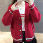 Autumn and Winter Sweater Coat Loose V-neck Cardigan Sweater Knitted Sweater Women Short Sweater