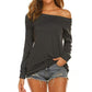 Ladies Long Sleeve T-Shirt Spring and Summer Off Shoulder Top Thin Loose Solid Color Shirt Woman Tshirts Fashion Tee Sexy Tops One Shoulder Sexy Tops