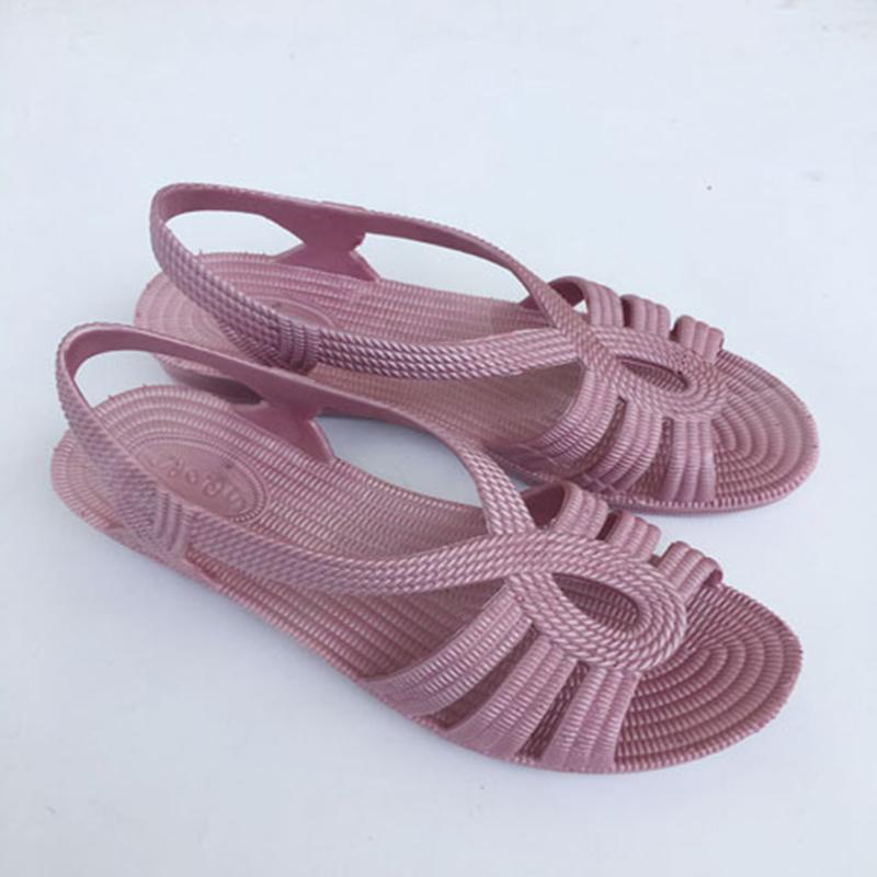 Summer Slope with Women's Sandals Middle-aged and Elderly Mother Sandals Non-slip Middle-heel Soft-soled Plastic Sandals for The Elderly