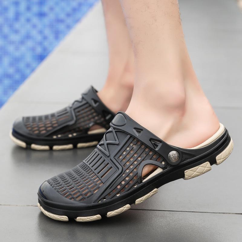 Sandals and Slippers Baotou Hollow Jelly Shoes Non-slip Breathable Large Size Men's Beach