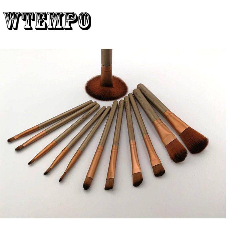 12Pcs Professional Eyes Makeup Brushes Set Wood Handle Eyeliner Blending Powder Smudge Brush