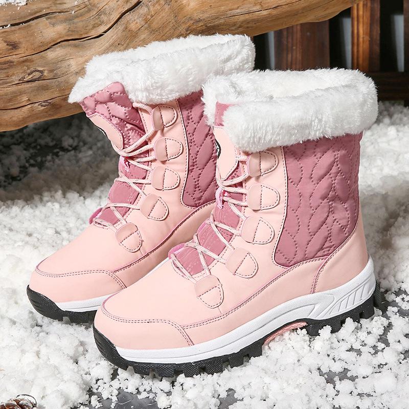 Large Size Snow Boots Women Outdoor Travel Thick High-top Cotton Shoes Women Mid-tube Boots Winter