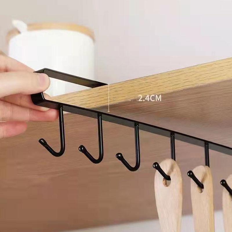 Towel Hooks Kitchen Mug Holder Coffee Cup Rack Hanging Shelf Organizer Sturdy Hanger Stainless Steel Door Rear Shelf Hooks Rails