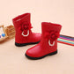 Girls' Boots Autumn and Winter Solid Color Flower Martin Boots Plush Warm Pearls Princess Snow Boots