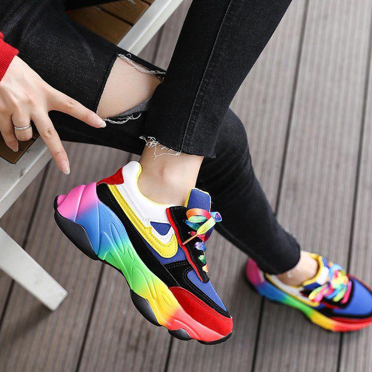 Women Trendy Women Sneakers Thick Sole Ladies Platform Shoes Chunky Dad Sneakers Chaussures