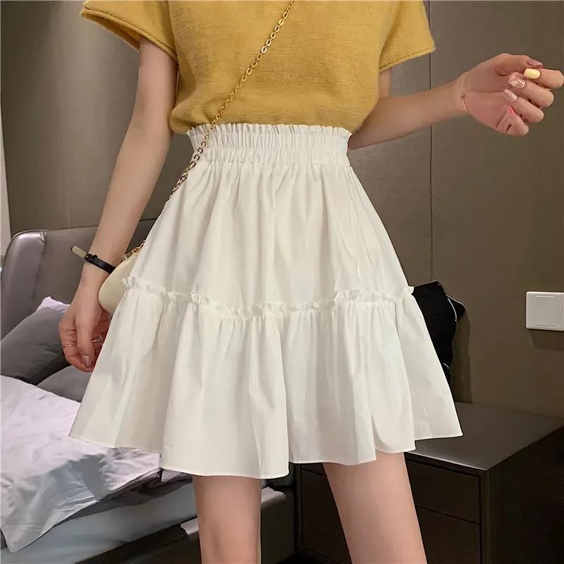 Fungus Edge Skirt Women's Summer Elastic Waist Cover Crotch A-line Short Skirt All-match Beach Short Skirt