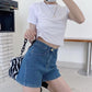 A-line Denim Shorts Women's Summer High Waist All-match Loose Korean Style Thin Casual Student Shorts
