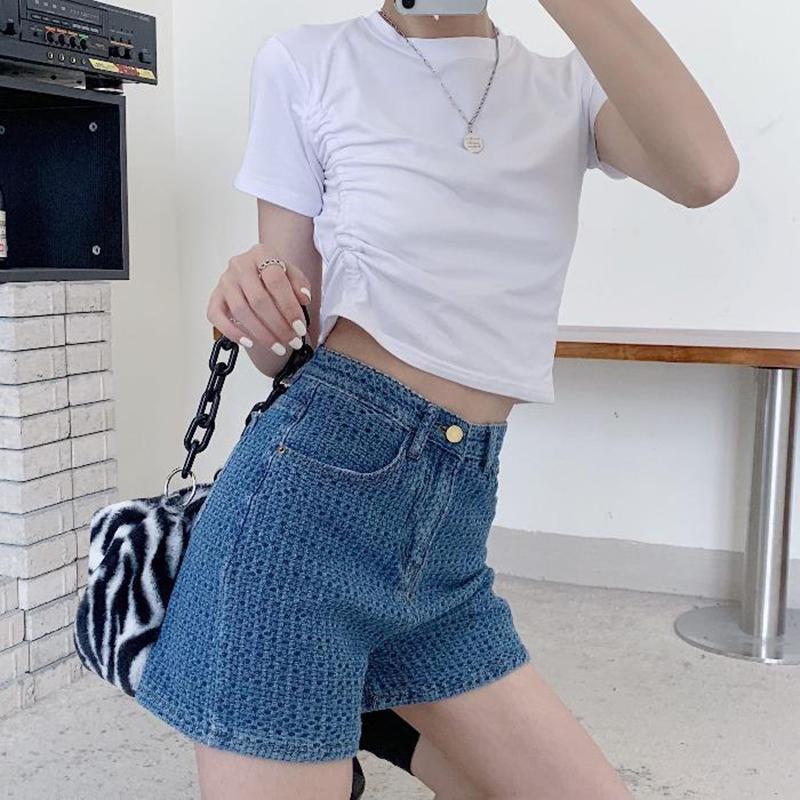A-line Denim Shorts Women's Summer High Waist All-match Loose Korean Style Thin Casual Student Shorts