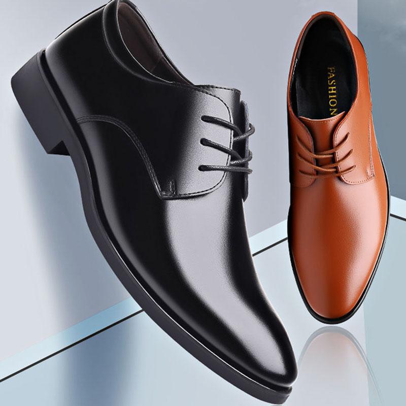 Spring and Autumn Youth British Casual Business Formal Wear Men's Leather Shoes Increased Work Shoes
