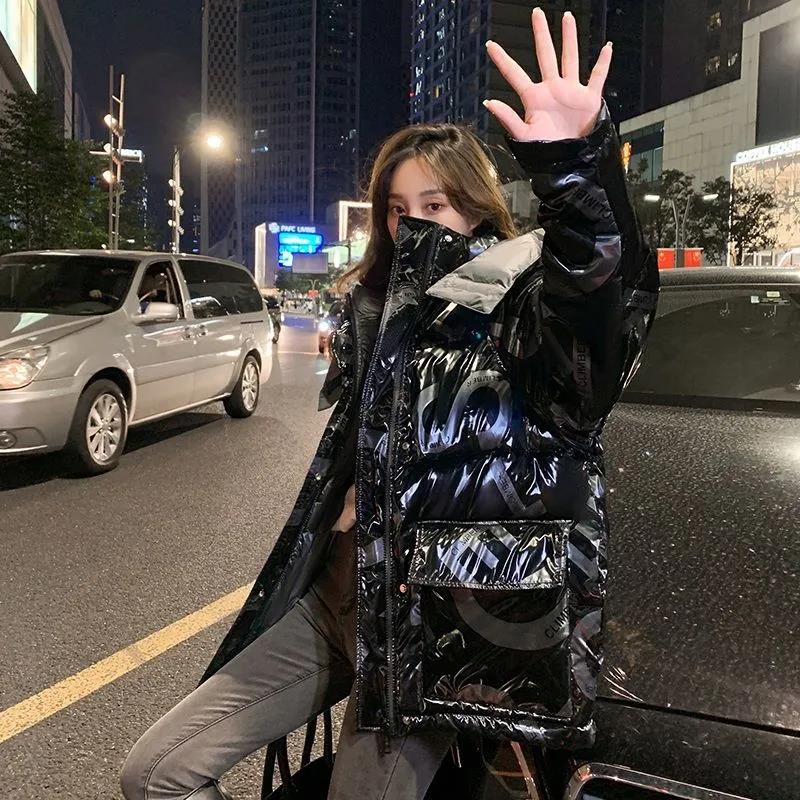 Down Jacket Women Casual All-match White Windbreaker Velvet Stand-up Collar Warm Jacket