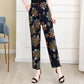 Cotton Linen Women's Trousers Flower Pants Plus Size Elastic Waist Straight-leg Pants Printed Fashion Casual Pants Summer