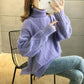 Autumn and Winter Clothes Loose Turtleneck Sweater Women's Twist Knit Split Bottoming Shirt Outer Wear