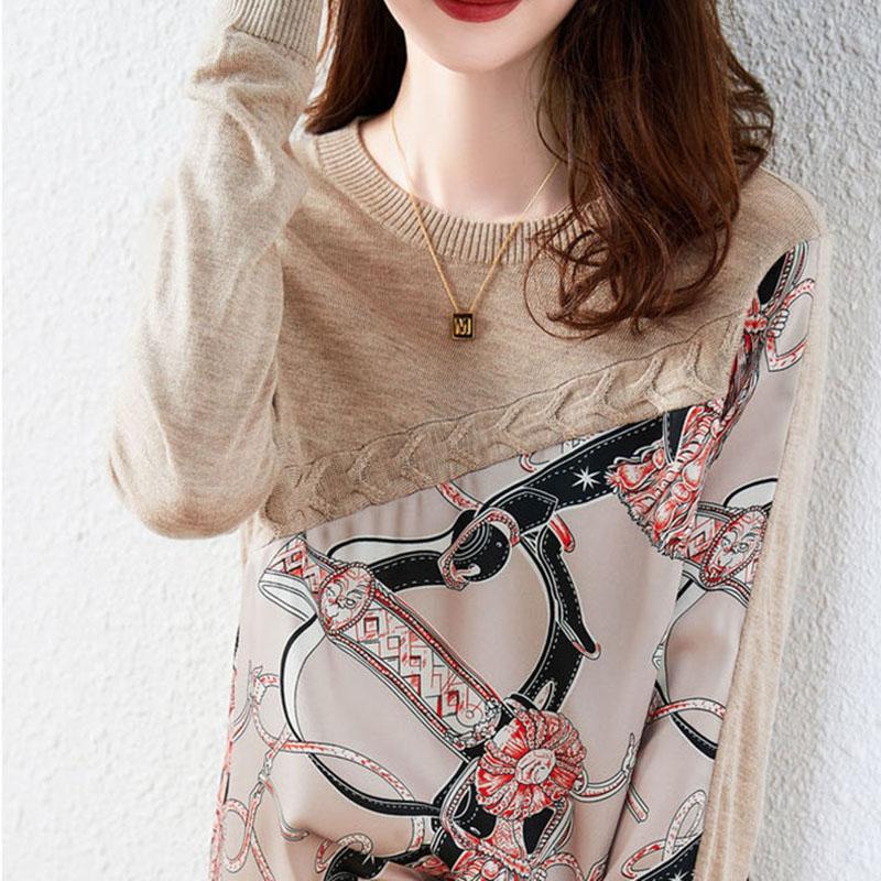 Sweater Women's Printing Thread Pullover Knitwear Korean Loose Fluffy Top Trending Sweater Autumn and Winter Female Tops