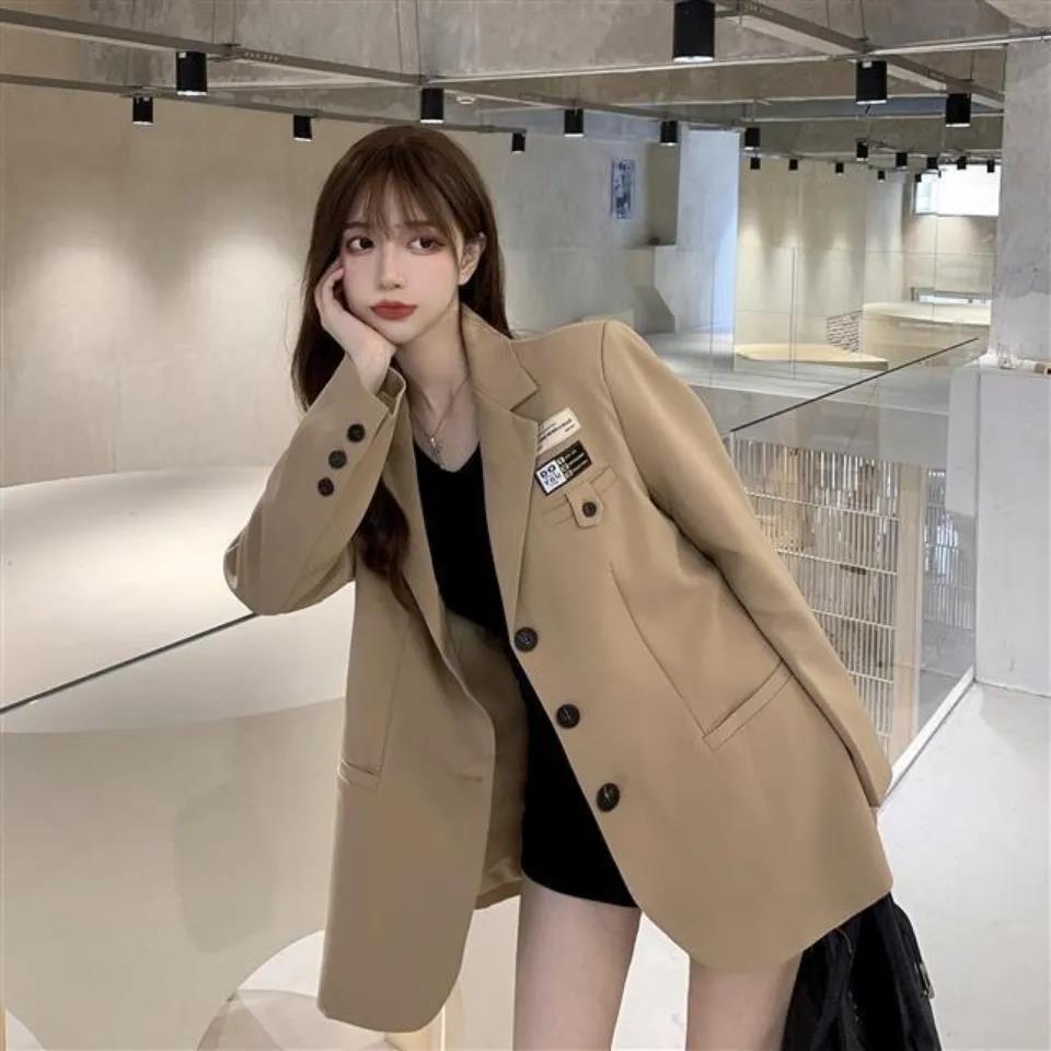 Women Casual All-match Tops Casual Fashion Suits Ladies Blazers Basic Work Clothes Loose Jackets Solid Color Formal Blazers